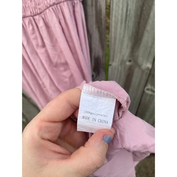 PrettyGarden Mauve Pink Smocked Tiered Maxi Dress Womens Size Small Boho Summer - Picture 2 of 5